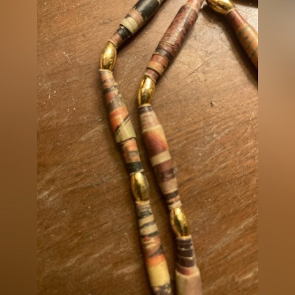 Vintage Paper Bead Necklace - Picture 2 of 2
